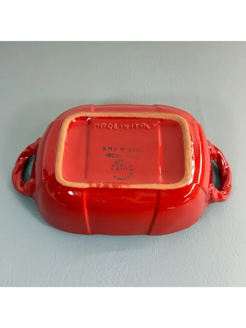 Vintage Lica Ars Italy Red Ceramic Casserole Dish 11